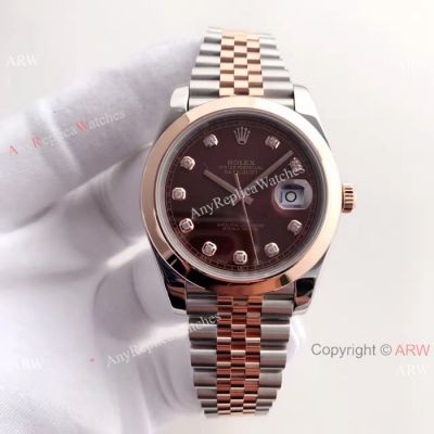 (EW) Rolex Datejust II Jubilee Coffee Brown Dial watch 2-T Rose Gold ETA3255